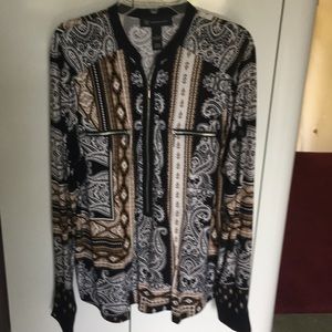INC Long sleeve zipper up blouse